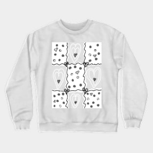 Heart Checkered pattern b&w Crewneck Sweatshirt